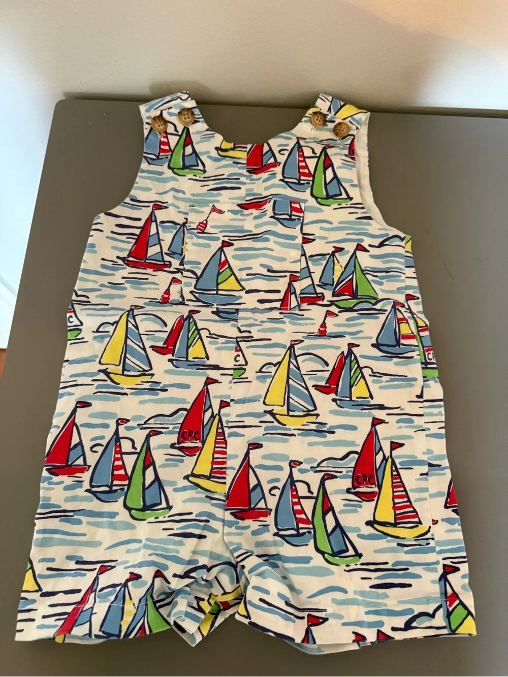 Classic Prep Childrenswear Sailboat Shortall 12-18 Months